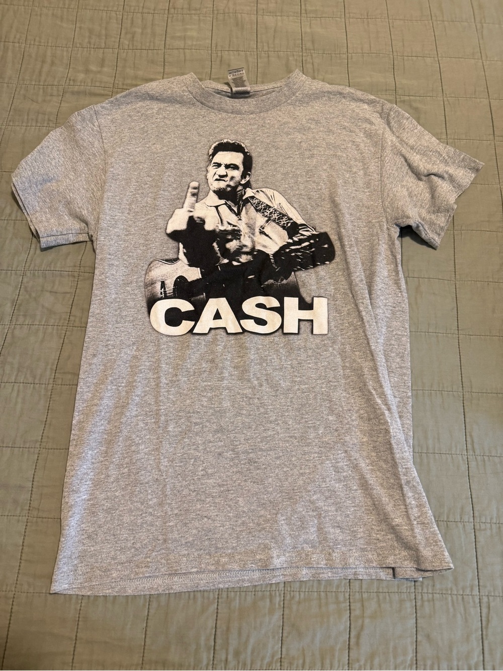Gildan Gray Johnny Cash Graphic Short-Sleeve Tee